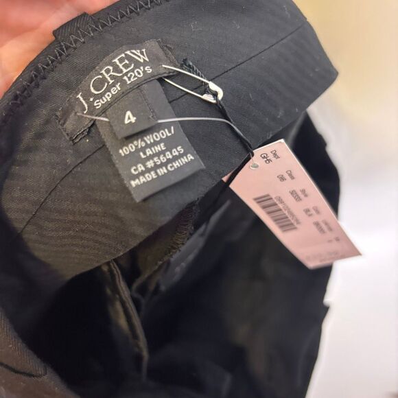 New J. Crew Black Super 120's 100% Wool Wide Leg Dress Pants 4 - Picture 6 of 6